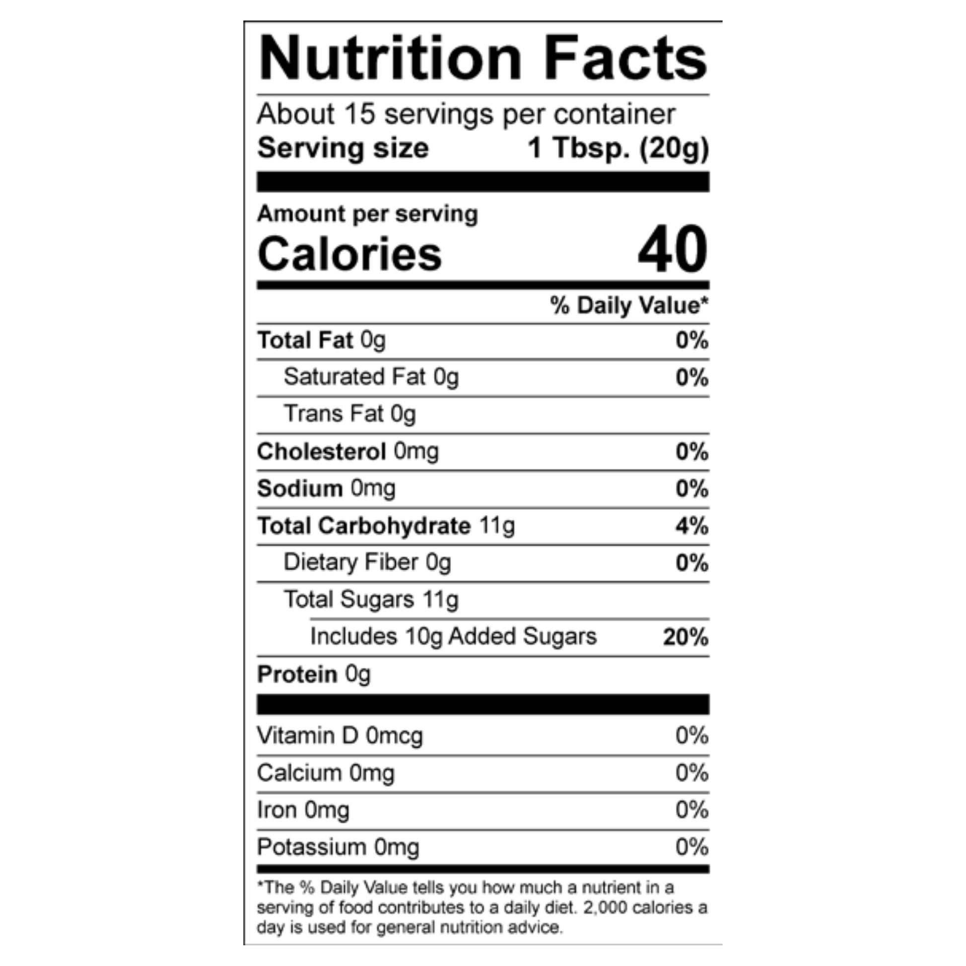 Fredericksburg Peach Jam Nutrition